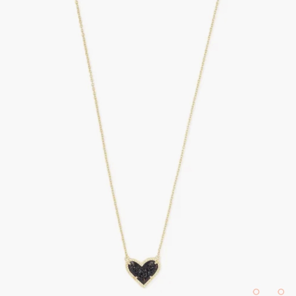 Ari Heart Gold Pendant Necklace in Black Drusy by Kendra Scott